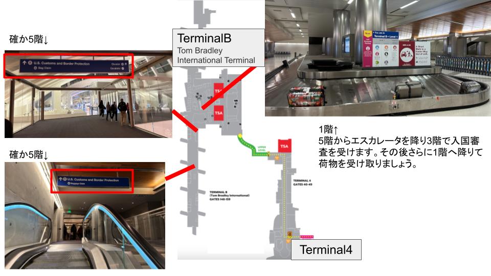 ロサンゼルス空港　ターミナルBからターミナル4への行き方